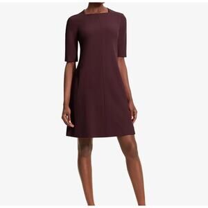 M.M. Lafleur The Emily Dress Plum Red Short Sleeve Travel Work Mini | 10